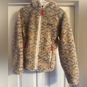 Patagonia Womens Retro X Deep Pile Fleece Tan Teddy Jacket with Hood sz Small